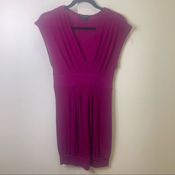 Forever TwentyOne Fuchsia Flattering V-neck Stretch Dress - Picture 2 of 5